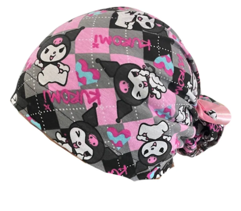 Gorro Medico Quirúrgico - Hello Kitty - Kuromi Y My Melody - Listón - Rosa2