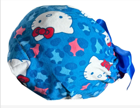 Gorro Medico Quirúrgico - Hello Kitty - Listón - Azul