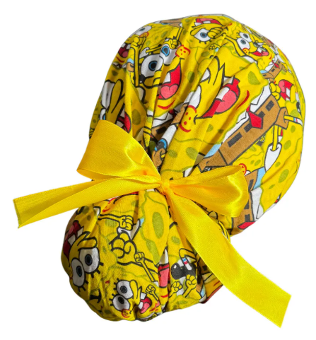 Gorro Medico Quirúrgico - Bob Esponja - Listón - Amarillo