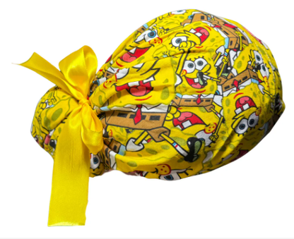 Gorro Medico Quirúrgico - Bob Esponja - Listón - Amarillo