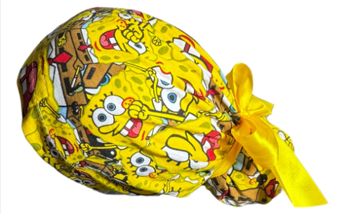 Gorro Medico Quirúrgico - Bob Esponja - Listón - Amarillo