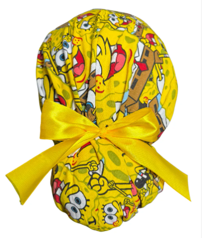 Gorro Medico Quirúrgico - Bob Esponja - Listón - Amarillo