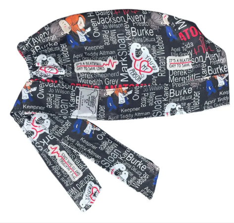 Gorro Medico Quirúrgico - Estampado - Gray´s Anatomy - Negro 2