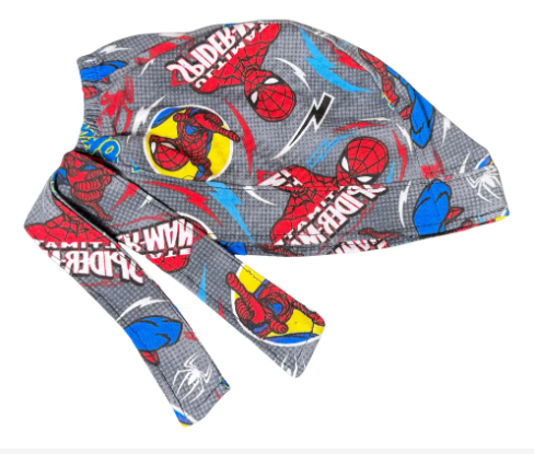 Gorro Medico Quirúrgico - Spiderman - Gris Claro