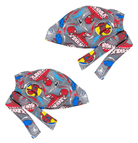 Gorro Medico Quirúrgico - Spiderman - Gris Claro
