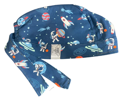 Gorro Medico Quirúrgico - Galaxia - Planetas - Universo - Espacio - Azul
