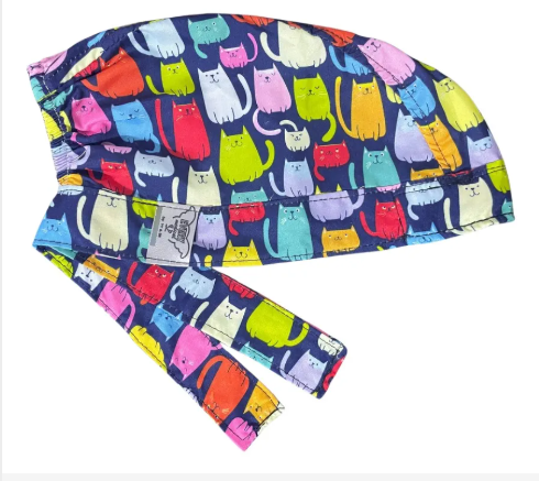 Gorro Medico Quirúrgico -Gatitos - Antifluido - Azul