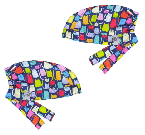 Gorro Medico Quirúrgico -Gatitos - Antifluido - Azul