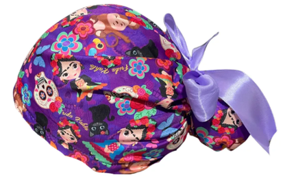 Gorro Medico Quirúrgico - Frida Kahlo - Listón - Lila