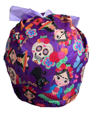 Gorro Medico Quirúrgico - Frida Kahlo - Listón - Lila