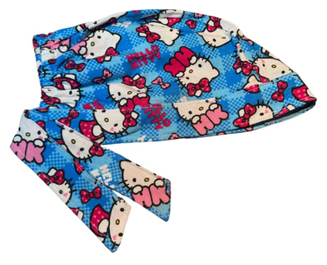 Gorro Quirúrgico - Hello Kitty - Cubos - Celeste