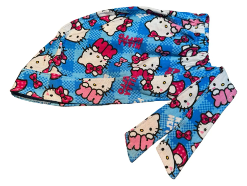 Gorro Quirúrgico - Hello Kitty - Cubos - Celeste