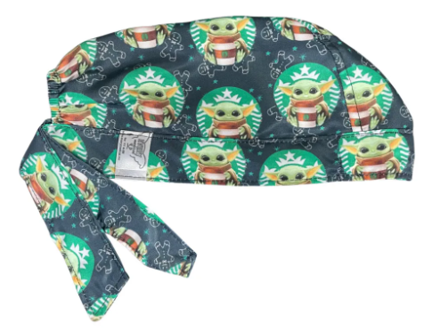 Gorro Medico Quirúrgico - Baby Yoda - Grogu - Mandalorian - Verde Oscuro
