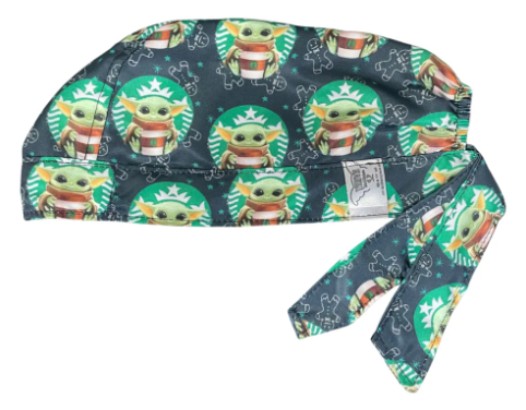 Gorro Medico Quirúrgico - Baby Yoda - Grogu - Mandalorian - Verde Oscuro