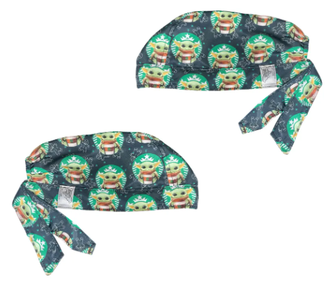Gorro Medico Quirúrgico - Baby Yoda - Grogu - Mandalorian - Verde Oscuro