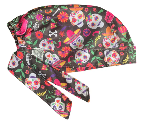 Gorro Medico Quirúrgico - Unisex - Estampado - Dia De Muertos - Negro 3