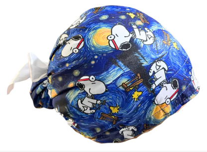 Gorro Medico Quirúrgico - Noche Estrellada -S- Van Gogh - Listón - Azul
