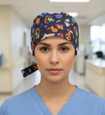Gorro Medico Quirúrgico - Día De Muertos - Coco 2 - Negro