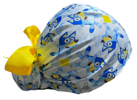 Gorro Medico Quirúrgico - Perrito Bluey - Azul - Listón