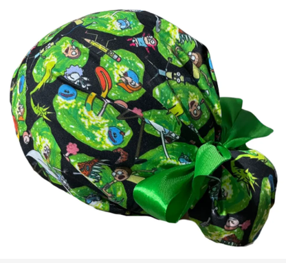 Gorro Medico Quirúrgico - Rick Y Morty - Caricaturas - Listón - Verde