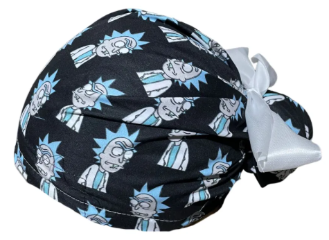 Gorro Medico Quirúrgico - Rick Y Morty - Caricaturas - Listón - Negro