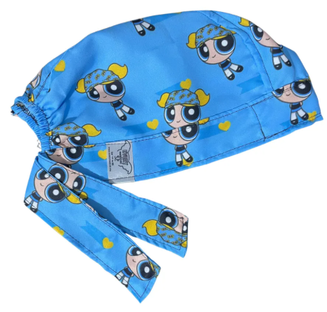 Gorro Medico Quirúrgico - Las Chicas Super Poderosas - Burbuja - Celeste 2