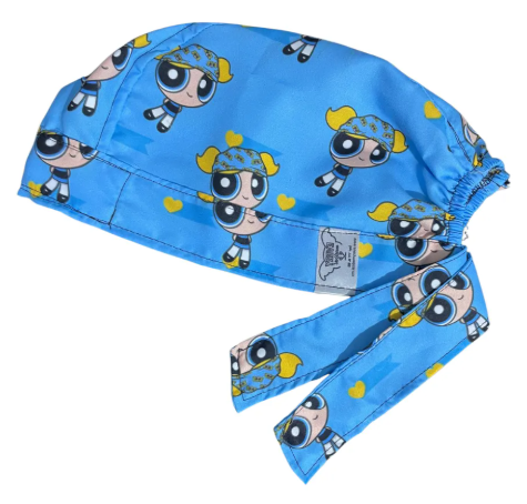 Gorro Medico Quirúrgico - Las Chicas Super Poderosas - Burbuja - Celeste 2