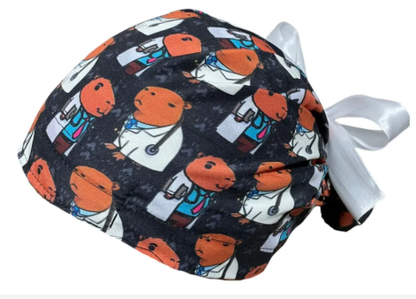 Gorro Medico Quirúrgico - Dr Capibara - Negro - Listón