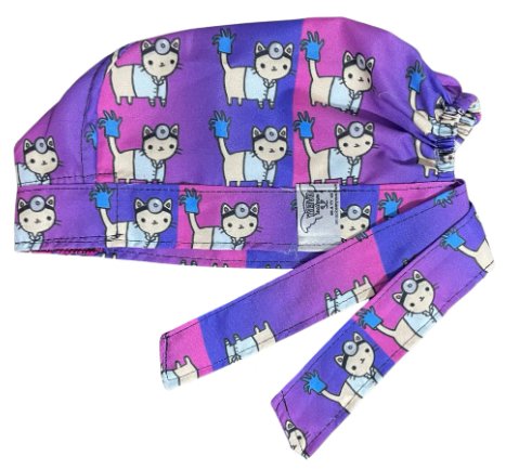Gorro Medico Quirúrgico - Gatitos - Morado