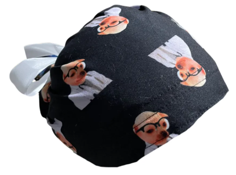 Gorro Medico Quirúrgico - Dr Perrito - Unos Pedillos - Negro - Listón