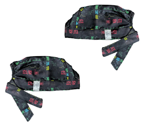 Gorro Medico Quirúrgico - Monitor Electrocardiograma - Negro