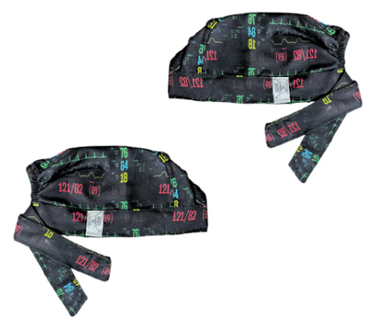 Gorro Medico Quirúrgico - Monitor Electrocardiograma - Negro