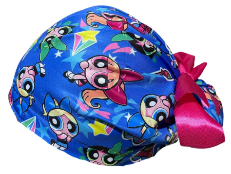 Gorro Medico Quirúrgico - Chicas Super Poderosas - Listón - Azul