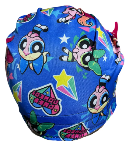 Gorro Medico Quirúrgico - Chicas Super Poderosas - Listón - Azul