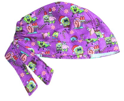 Gorro Quirúrgico - Bob Esponja - Navidad - Lila