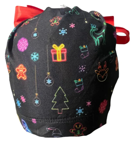 Gorro Medico Quirúrgico -  Huggie Sweater - Navidad - Negro  - Listón