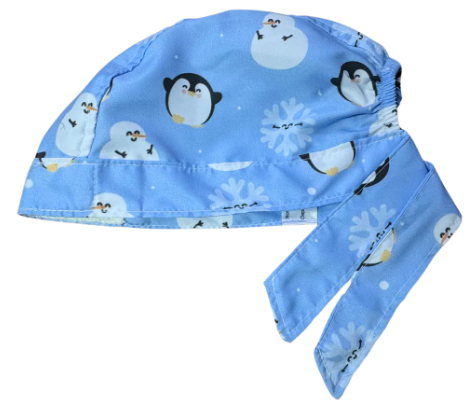 Gorro Medico Quirúrgico -  Pingüinos - Pinguino - Celeste
