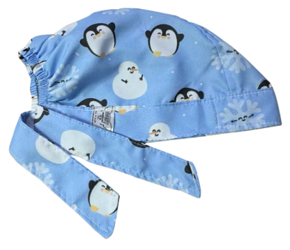 Gorro Medico Quirúrgico -  Pingüinos - Pinguino - Celeste