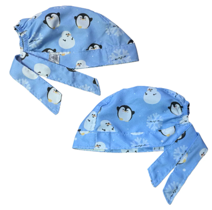 Gorro Medico Quirúrgico -  Pingüinos - Pinguino - Celeste