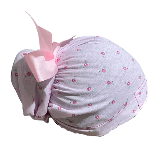 Gorro Quirúrgico Flores Rosas Listones - Antisudor Rosa Unitalla